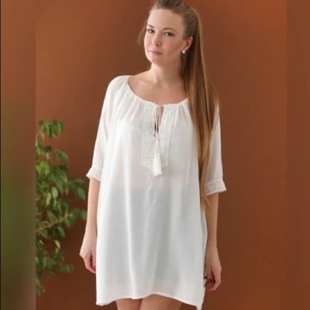SALE New Bohemian Crochet detailed Tunic Top Beach Dress - Picture 8 of 15